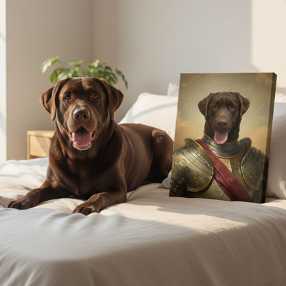 Personalized Dog Knight Portrait, Custom Renaissance Pet Armor Canvas