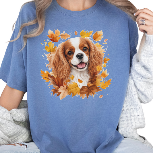 Blenheim Cavalier Fall Shirt, Autumn Dog Mom Comfort Colors Tee