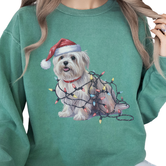 Maltese Christmas Lights Dog Sweatshirt