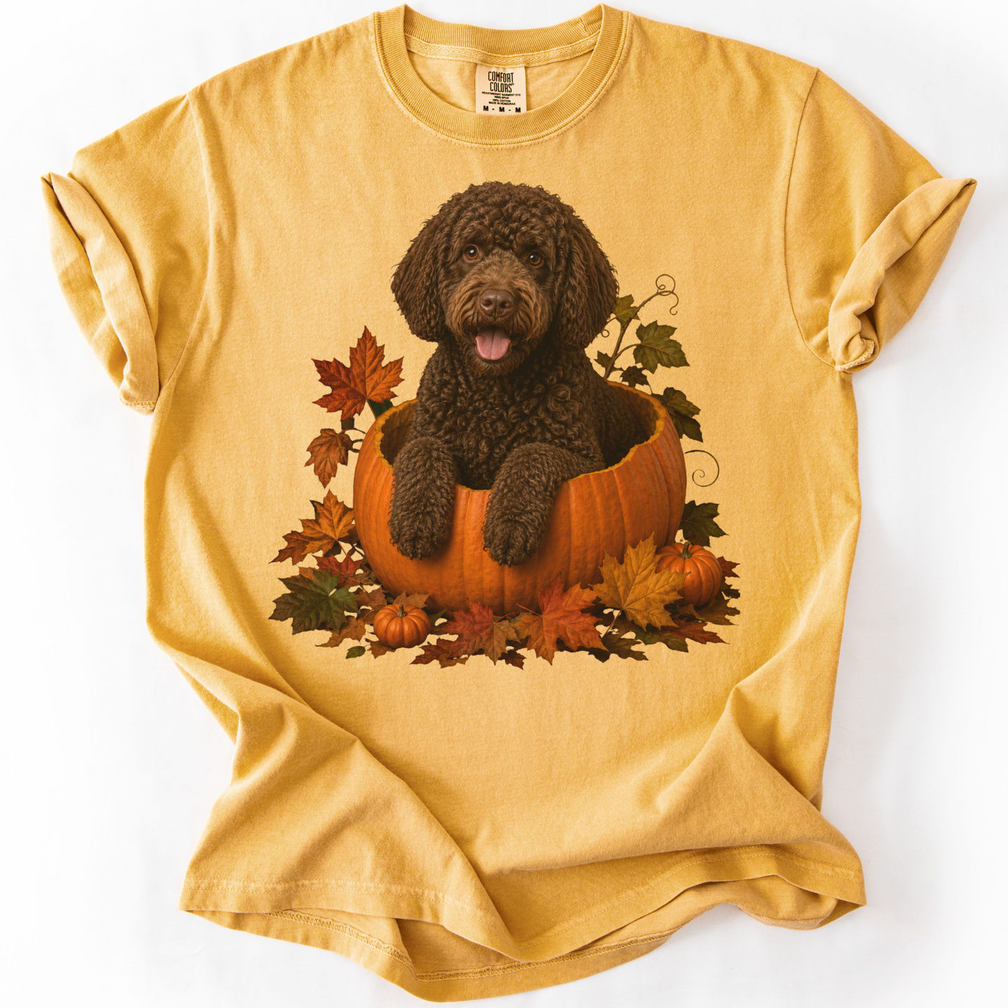Brown Portuguese Water Dog Pumpkin Shirt Fall Dog Lover Comfort Colors Autumn Tee Gift