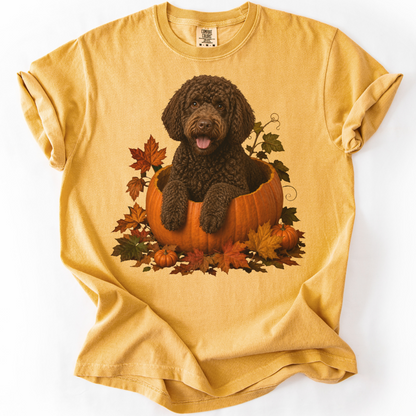 Brown Portuguese Water Dog Pumpkin Shirt Fall Dog Lover Comfort Colors Autumn Tee Gift