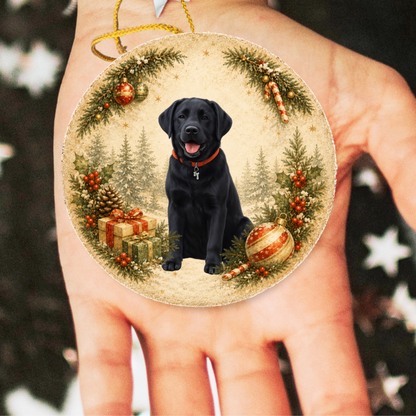 Custom Dog Photo Ornament, Personalized Name and Year, Double Sided Christmas Ornament