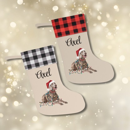 Personalized Weimaraner Christmas Stocking, Holiday Decor Gift for Pet Lovers
