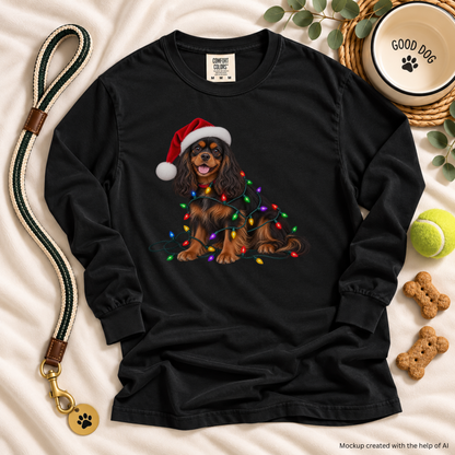 Black and Tan Cavalier Christmas Long Sleeve Shirt, Comfort Colors Holiday Tee, Cavalier Mom Gift