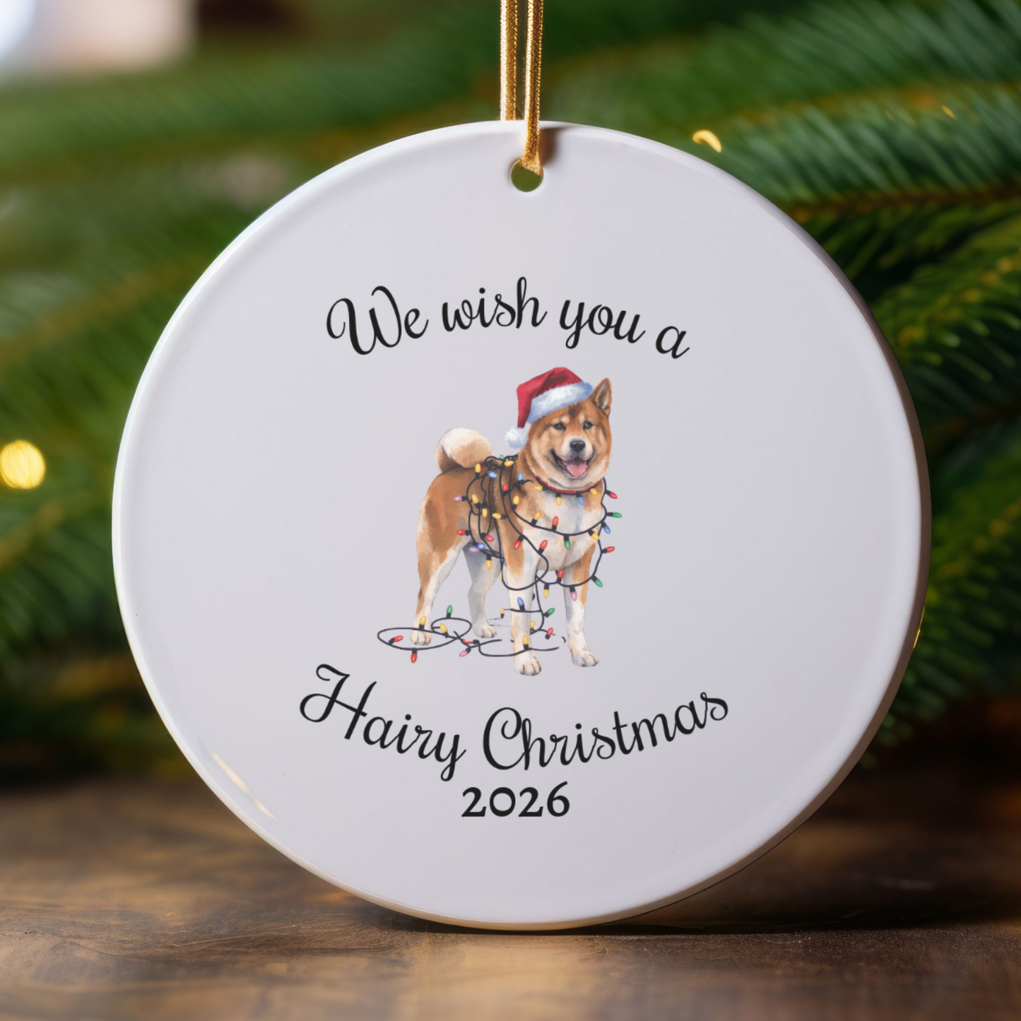 Christmas Akita Ornament, Christmas Lights Dog Keepsake, Christmas Dog, Akita Mom, Gift For Dog Lover, Akita