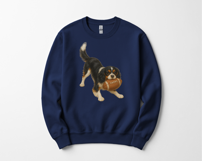 Tri-Color Cavalier King Charles Spaniel Football Sweatshirt