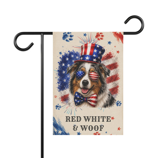 Patriotic Australian Shepherd Garden Flag