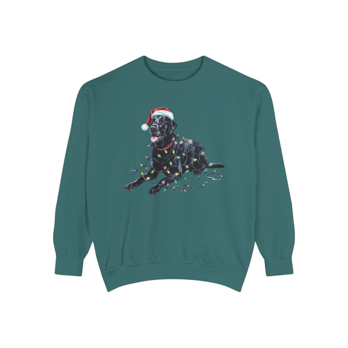 Christmas Black Labrador Sweatshirt, Christmas Lights Dog