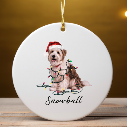 Personalized Coton de Tulear Dog Ornament, Custom Pet Christmas Keepsake, Ceramic Tree Decor