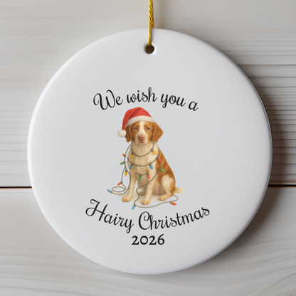 Brittany Spaniel Ornament, Personalized Dog Holiday Keepsake, Ceramic Christmas Decoration, Custom Date, Pet Lover Gift