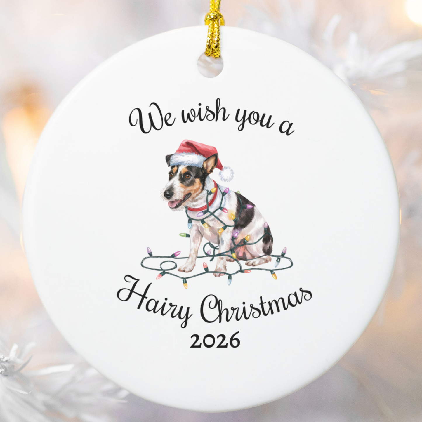 Christmas Rat Terrier Ornament, Christmas Lights Dog Keepsake