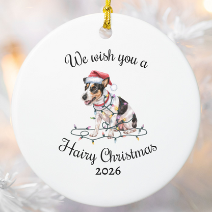 Christmas Rat Terrier Ornament, Christmas Lights Dog Keepsake