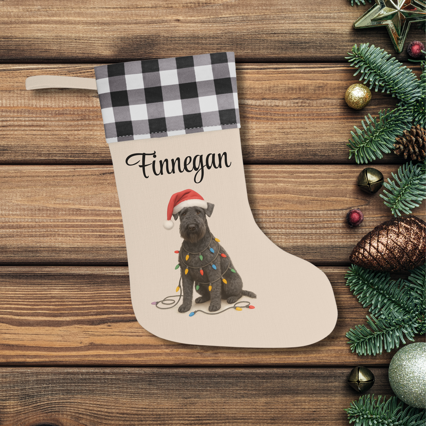 Personalized Kerry Blue Terrier Christmas Stocking, Holiday Decor Gift for Pet Lovers