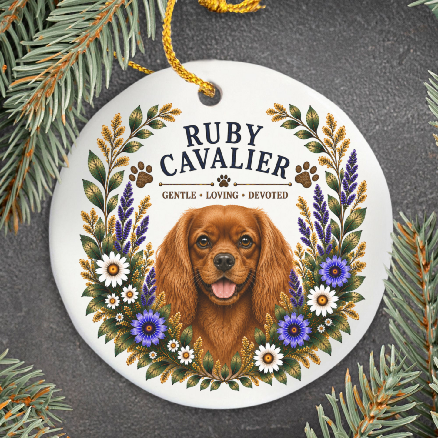 Ruby Cavalier Ornament, Cavalier King Charles Spaniel Gift, Ruby Cavalier Dog Mom Keepsake