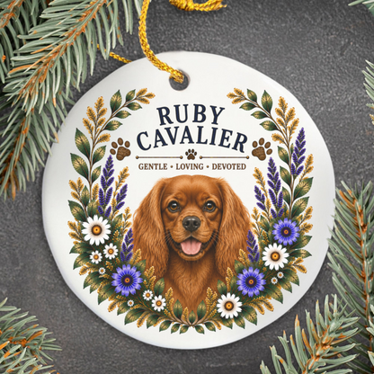 Ruby Cavalier Ornament, Cavalier King Charles Spaniel Gift, Ruby Cavalier Dog Mom Keepsake