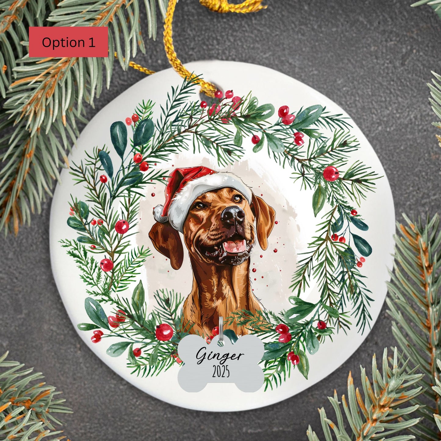 Personalized Rhodesian Ridgeback Christmas Ornament