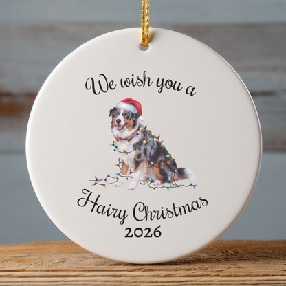 Australian Shepherd Ornament, Personalized Christmas Lights Dog Keepsake
