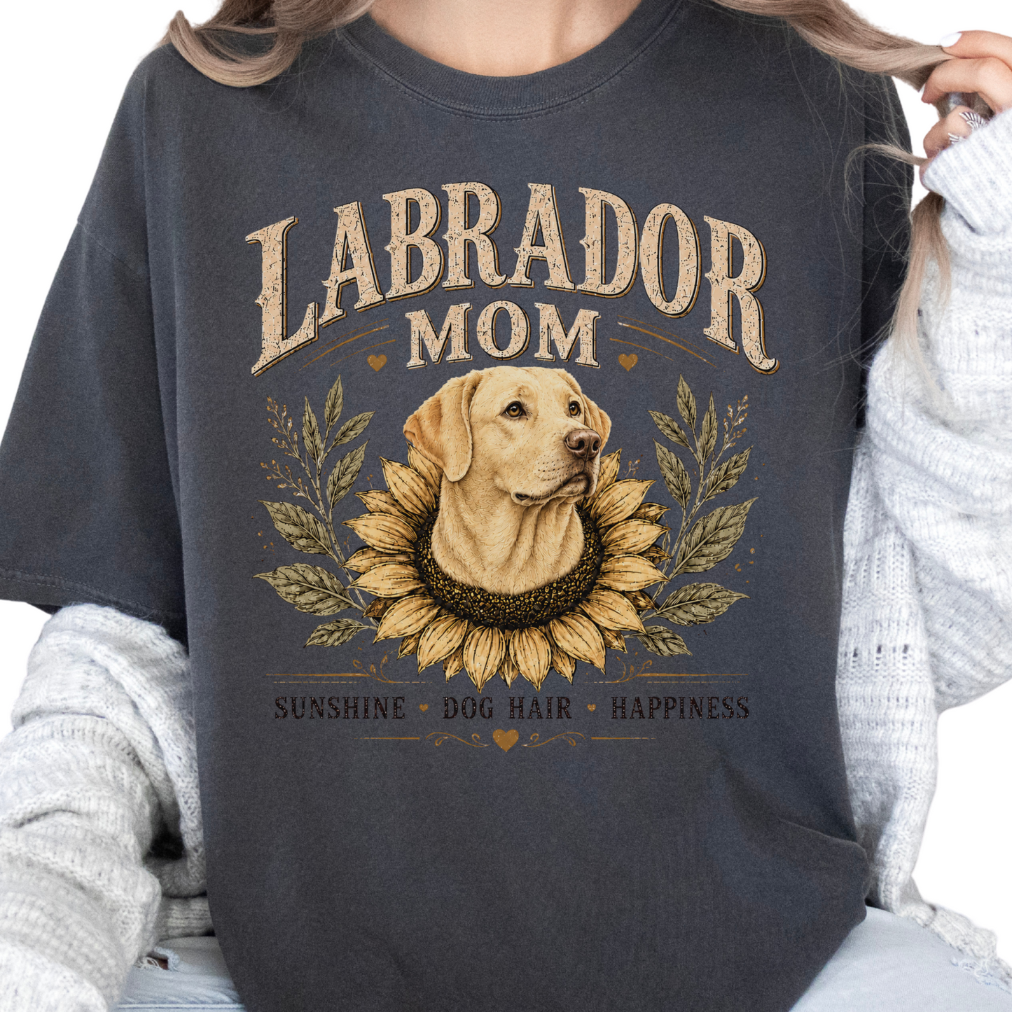 Yellow Lab Mom Shirt, Labrador Retriever Sunflower Tee, Vintage Dog Lover Gift