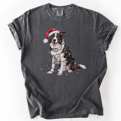 Christmas Border Collie Shirt, Christmas Lights Dog Tee, Christmas Dog Tee, Border Collie Mom Tshirt, Gift for Dog Lover, Border Collie