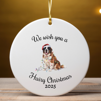 Load image into Gallery viewer, Christmas Saint Bernard Ornament, Christmas Lights Dog Keepsake
