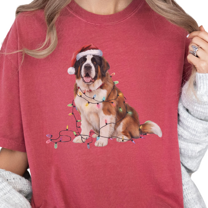 Christmas Saint Bernard Shirt, Christmas Lights Dog Shirt, Christmas Dog, Saint Bernard Mom Shirt, Gift for Dog Lover, Saint Bernard