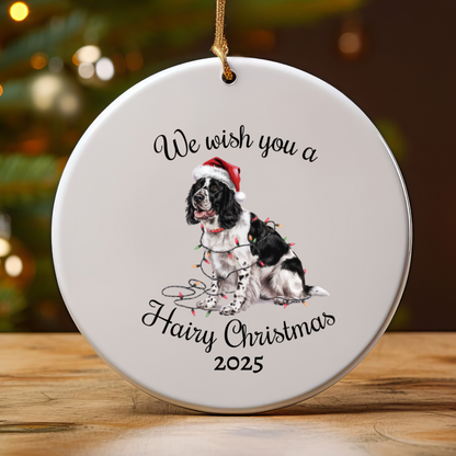 Christmas Black Springer Spaniel Ornament, Christmas Lights Dog Keepsake
