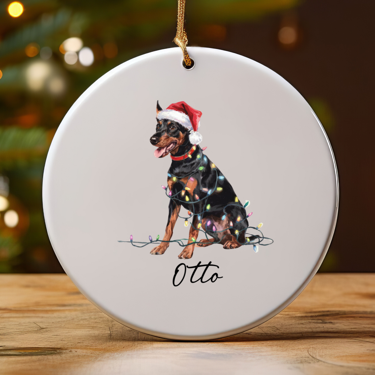 Personalized German Pinscher Christmas Ornament, Custom Dog Holiday Keepsake, Ceramic Pet Lover Decor