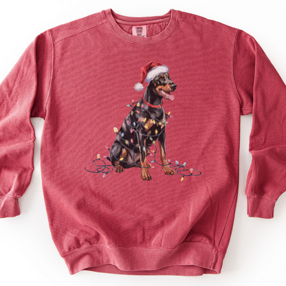 Doberman Christmas Lights Sweatshirt