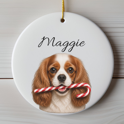 Personalized Blenheim Cavalier Candy Cane Ornament