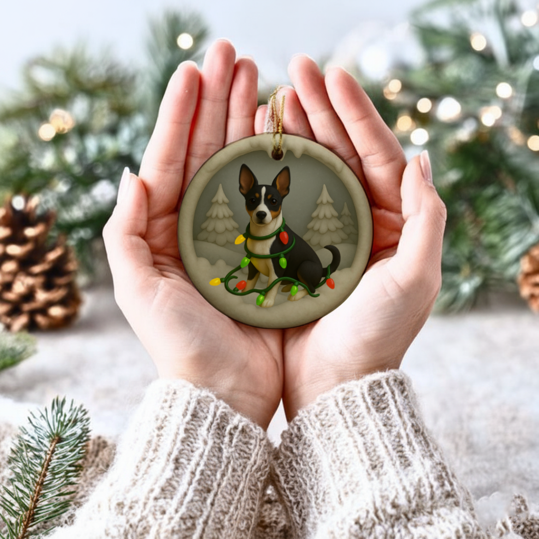 Personalized Rat Terrier Christmas  3D Clay-Style Dog Keepsake