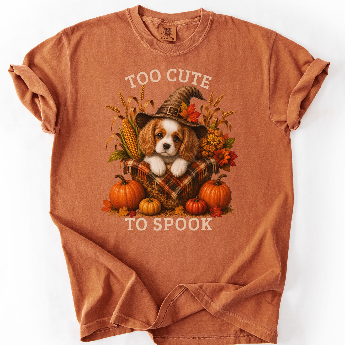 Blenheim Cavalier Halloween Shirt, Too Cute To Spook Fall Dog Lover Tee