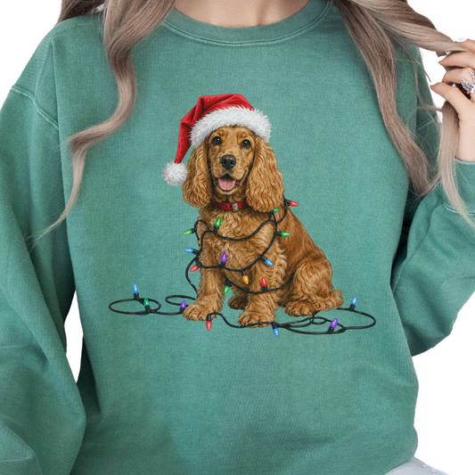 Cocker Spaniel Christmas Lights Sweatshirt