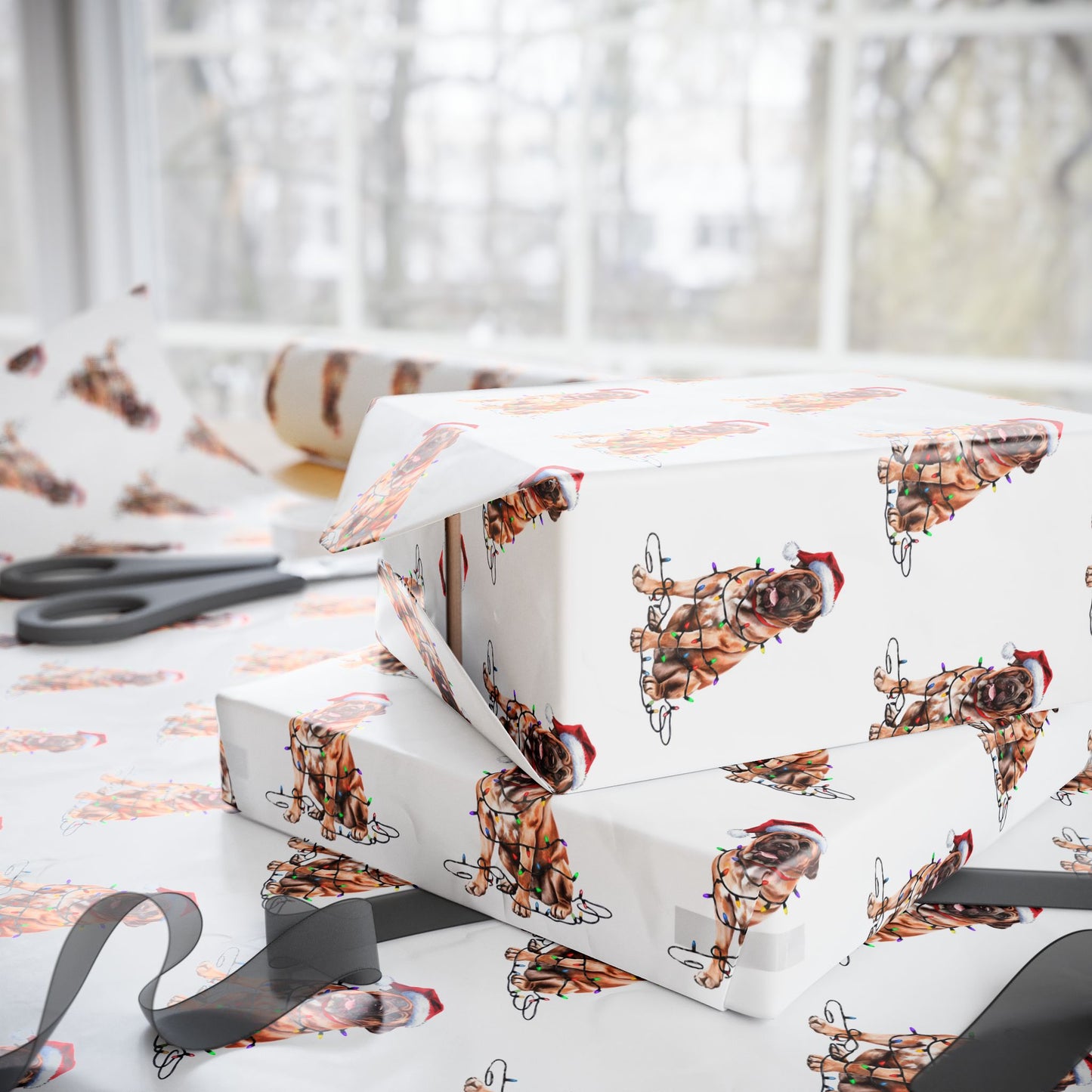 Mastiff Christmas Lights Wrapping Paper