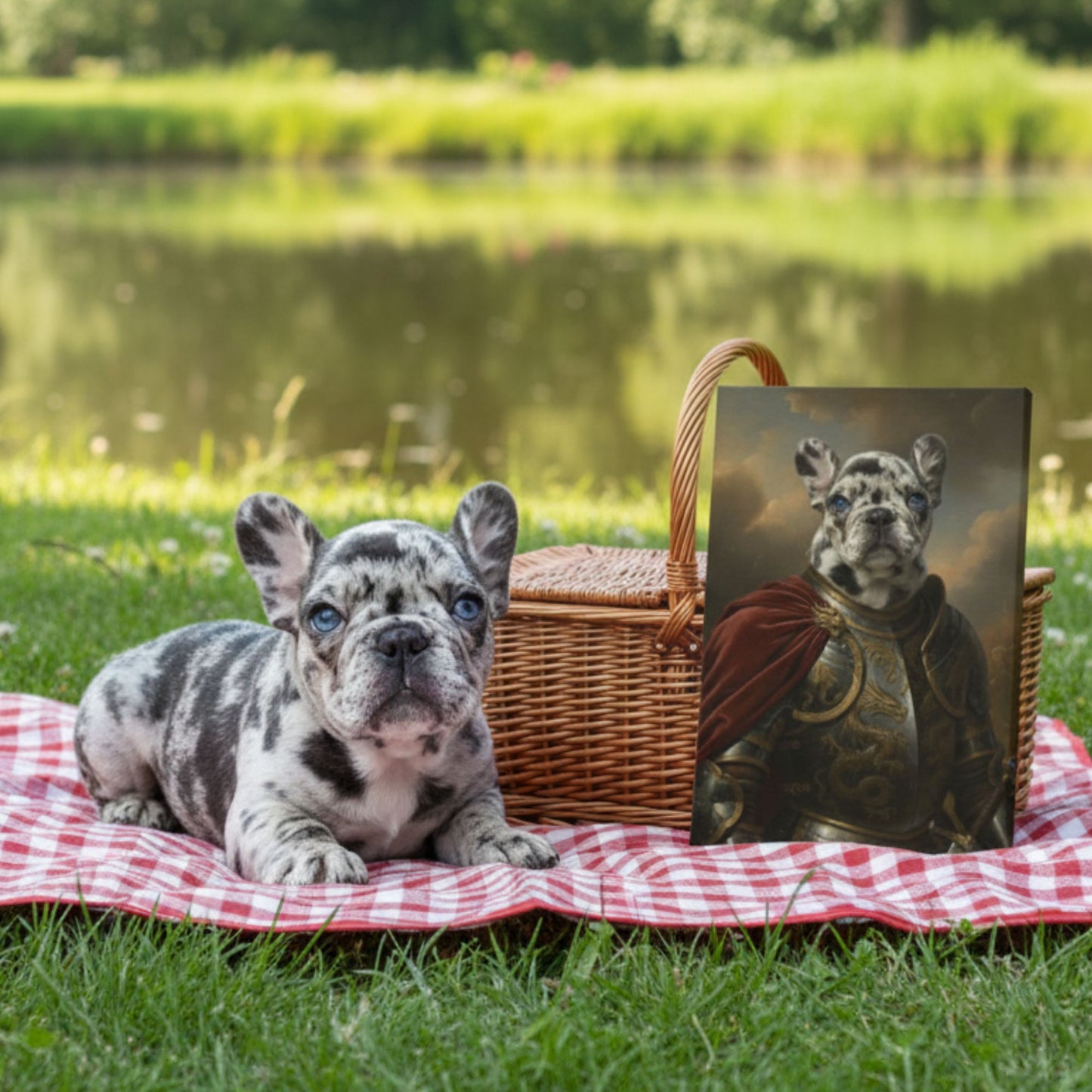Personalized Dog Dragon Slayer Portrait, Custom Medieval Warrior Pet Canvas