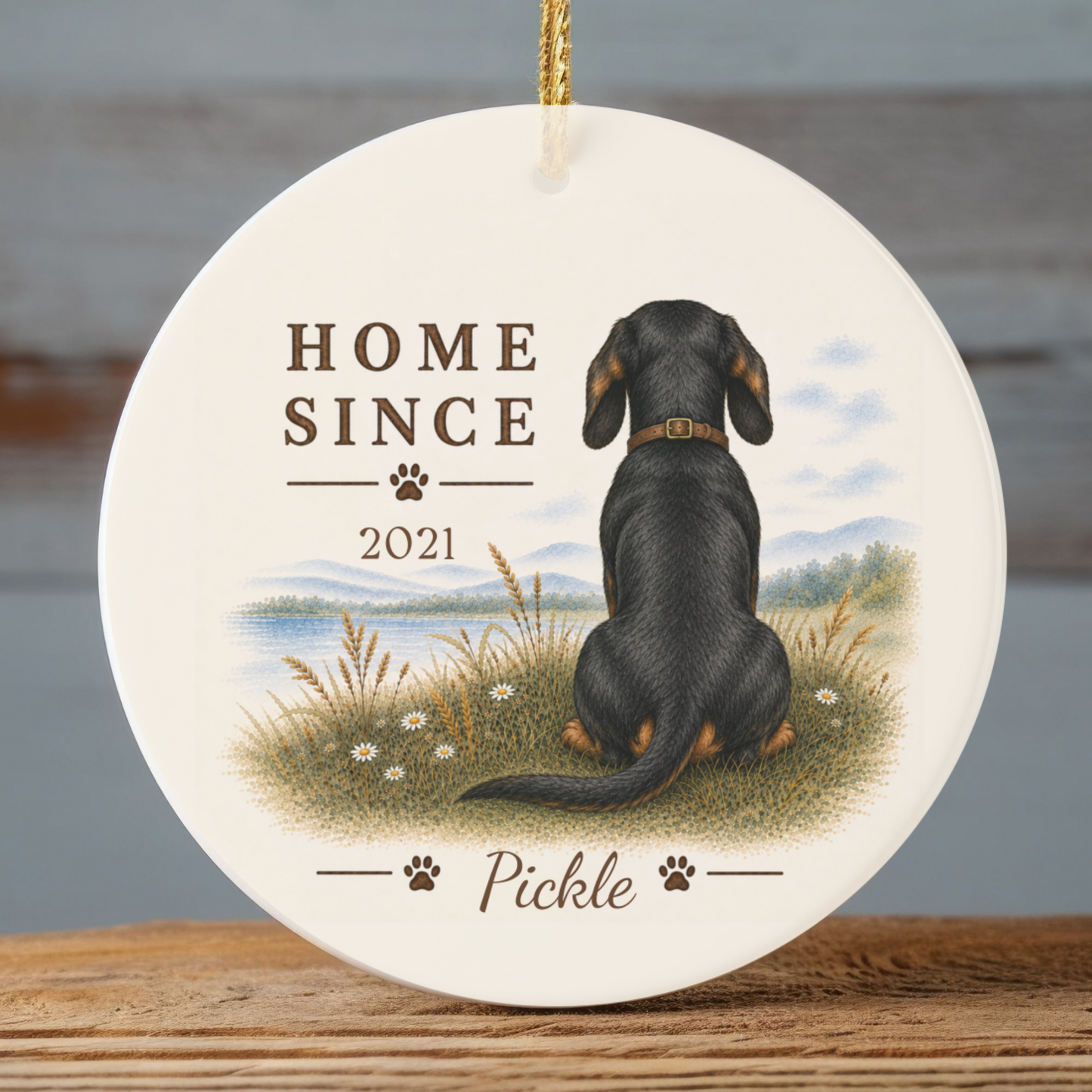 Personalized Black and Tan Dachshund Ornament, Double Sided Gotcha Day Gift, Custom Dog Keepsake