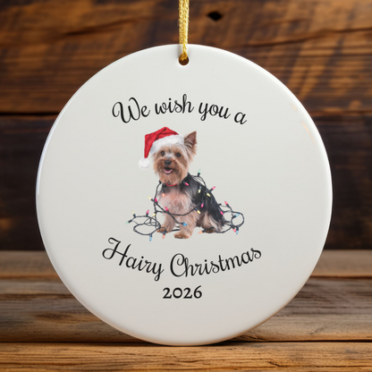 Christmas Yorkshire Terrier Ornament, Christmas Lights Dog Keepsake