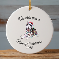 Load image into Gallery viewer, Christmas Siberian Husky Ornament, Christmas Lights Dog Keepsake
