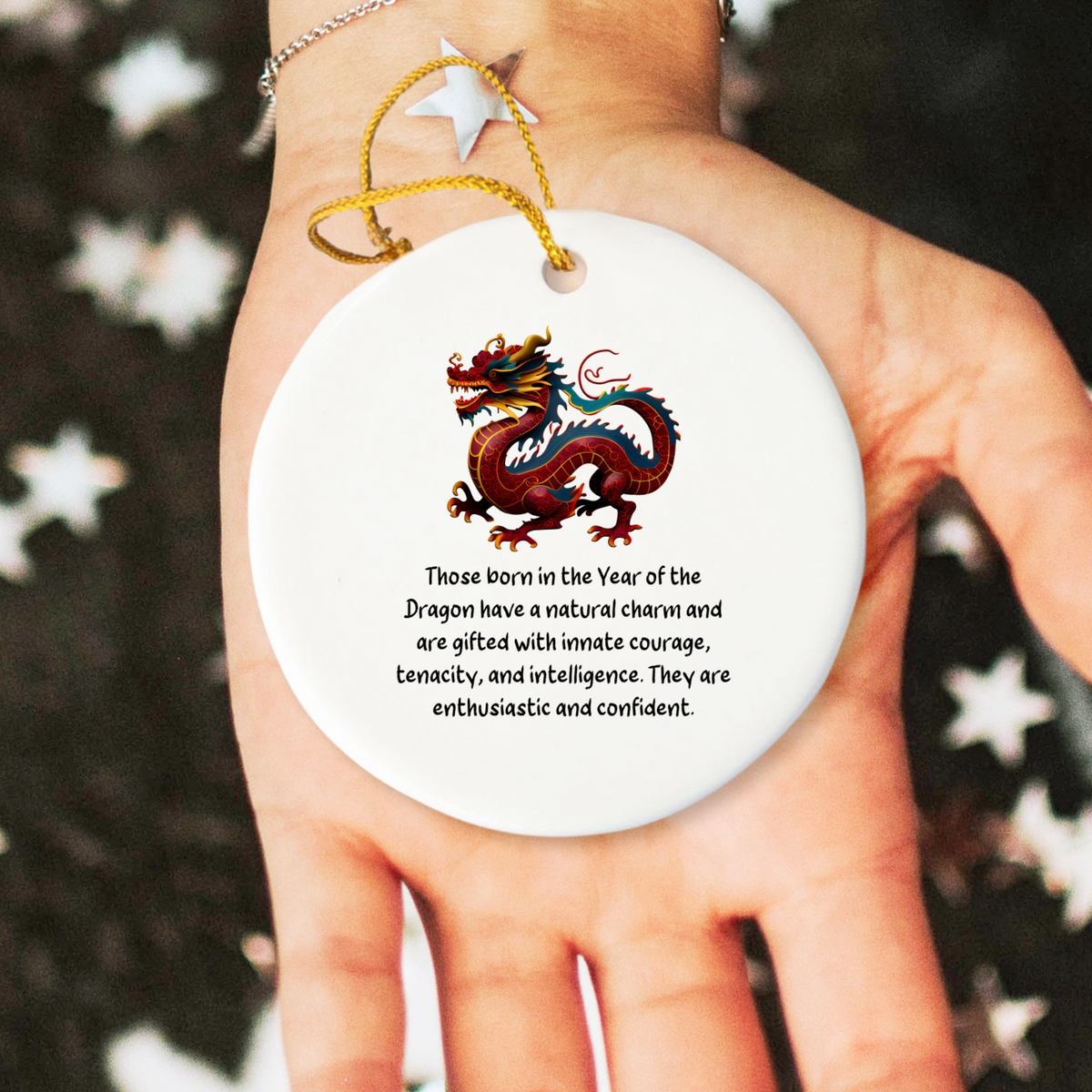 Chinese Zodiac Dragon Ornament, Year of the Dragon Horoscope Gift for Lunar New Year