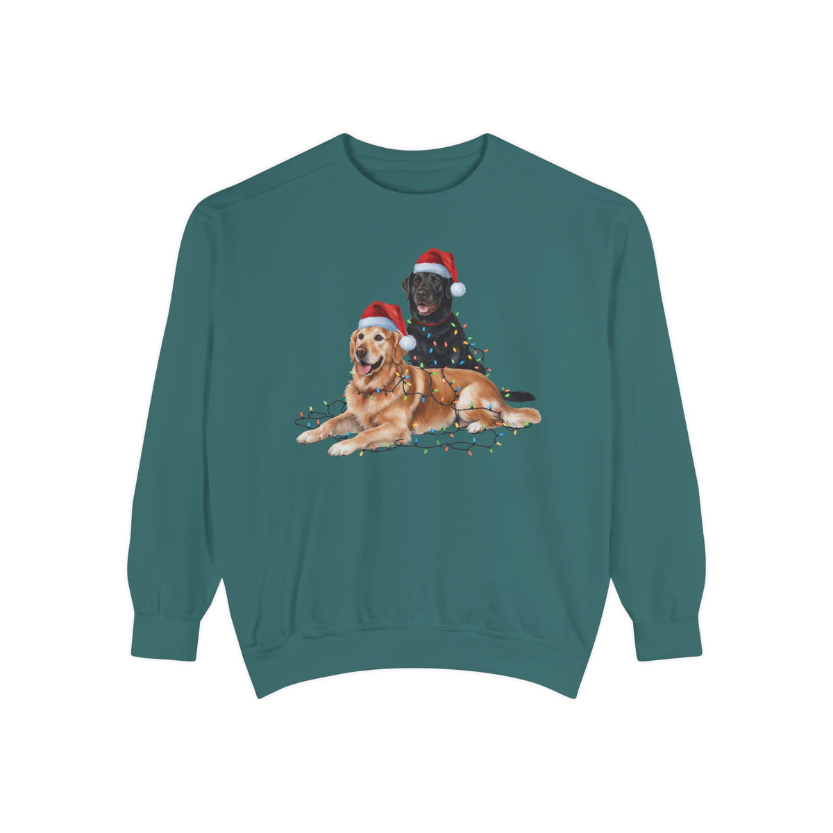 Christmas Black Lab and Golden Retriever Sweatshirt, Christmas Lights Dogs