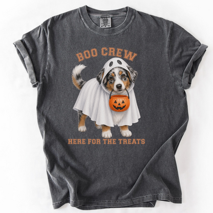 Australian Shepherd Boo Crew Halloween Shirt, Here for the Treats Dog Mom Tee