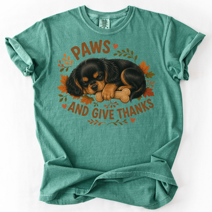 Black and Tan Cavalier Thanksgiving Shirt, Paws Give Thanks Tee, Fall Dog Lover Gift
