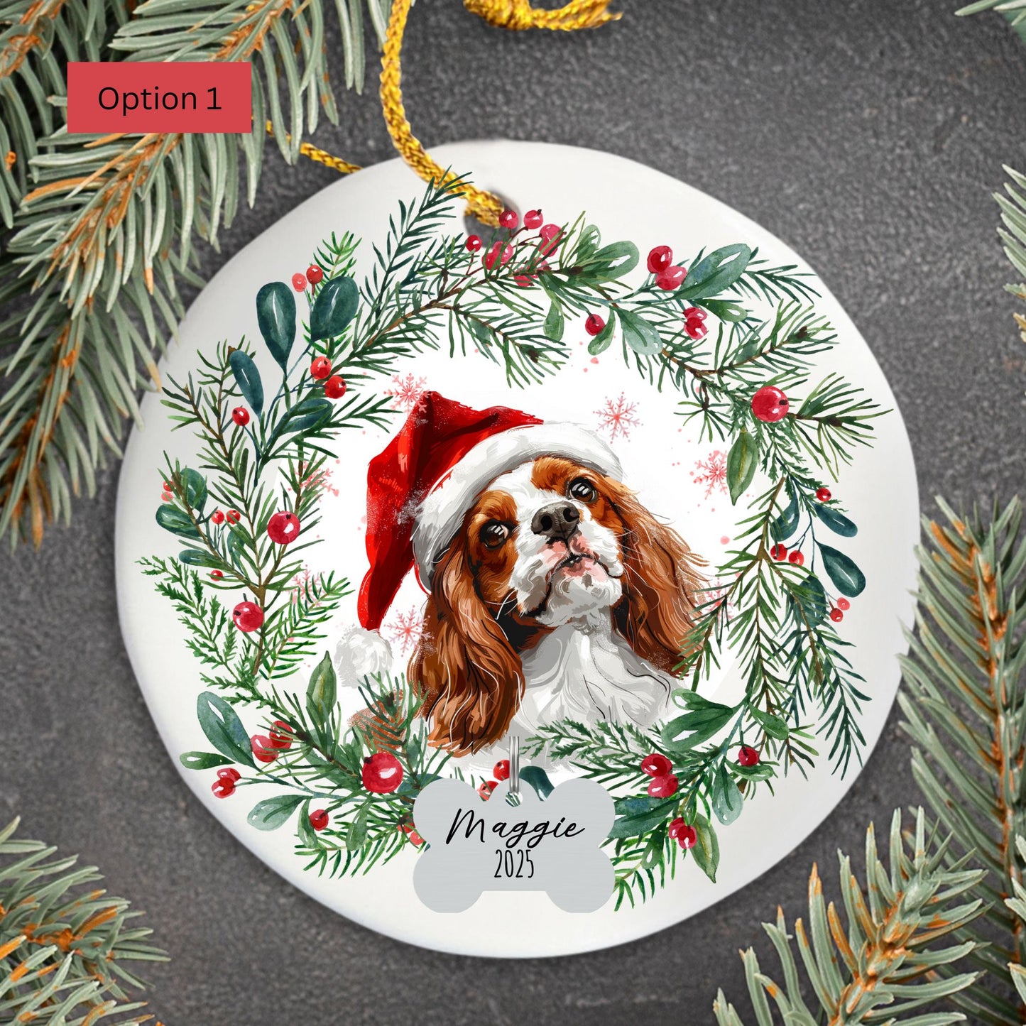 Personalized Cavalier King Charles Spaniel Christmas Ornament