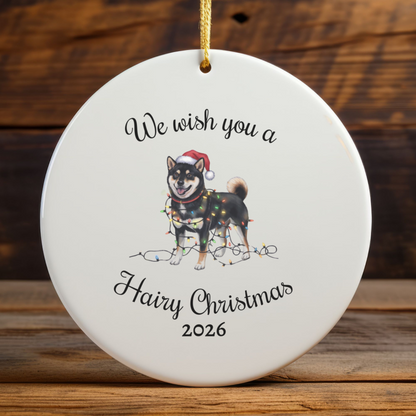 Christmas Black Shiba Inu Ornament, Christmas Lights Dog Keepsake