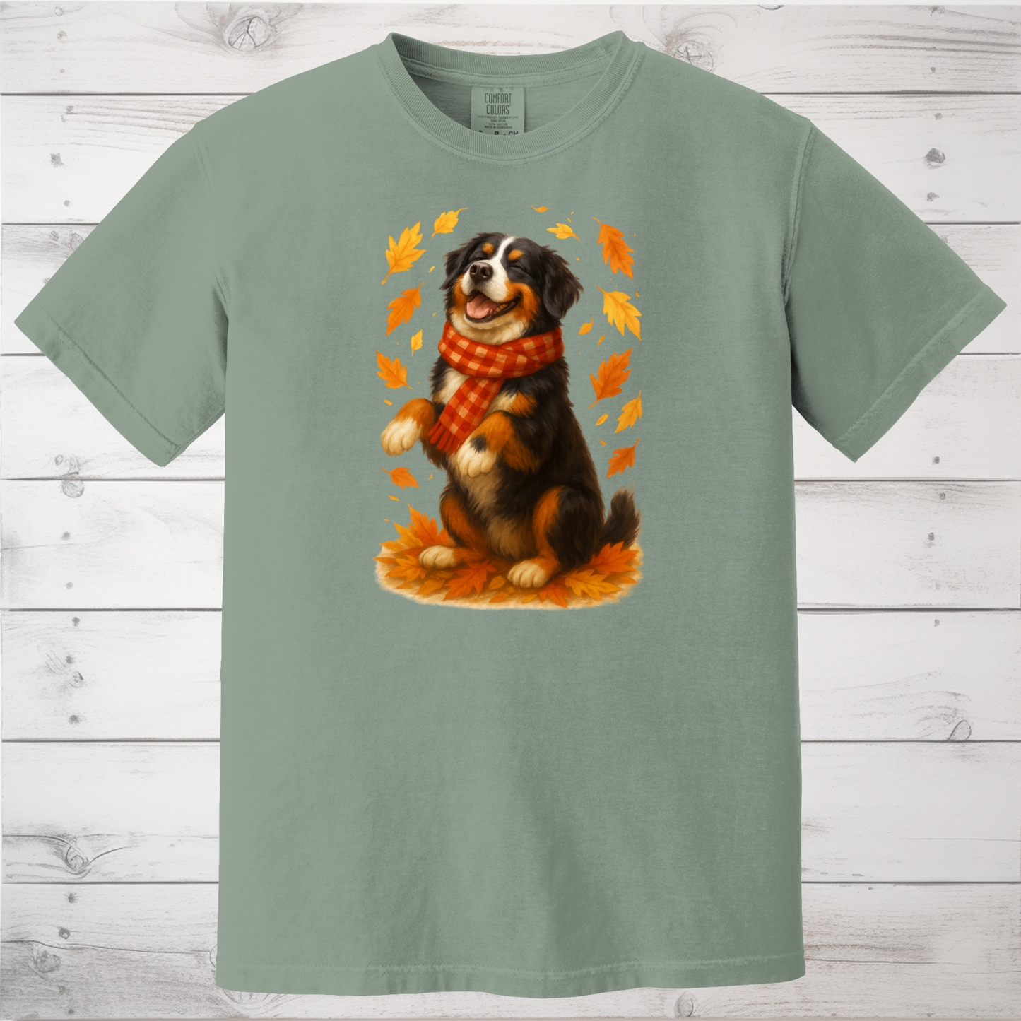 Bernese Mountain Dog Sweatshirt, Cozy Fall Dog Shirt, Cute Dog Sweater, Autumn Dog Lovers Gift, Dog in Leaves, Gift For Dog Moms