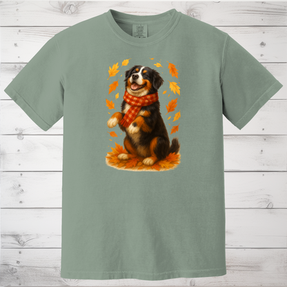 Bernese Mountain Dog Sweatshirt, Cozy Fall Dog Shirt, Cute Dog Sweater, Autumn Dog Lovers Gift, Dog in Leaves, Gift For Dog Moms