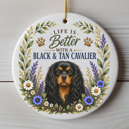 Black and Tan Cavalier Ornament, Cavalier King Charles Spaniel Gift, Dog Lover Keepsake