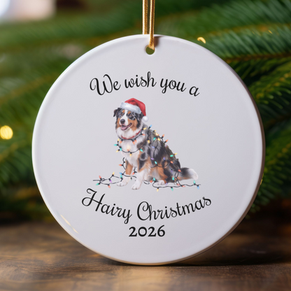 Australian Shepherd Ornament, Personalized Christmas Lights Dog Keepsake