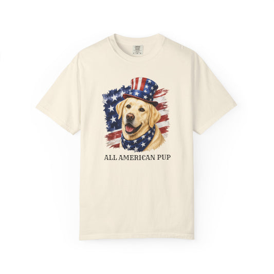 Patriotic Yellow Lab All American Pup Shirt