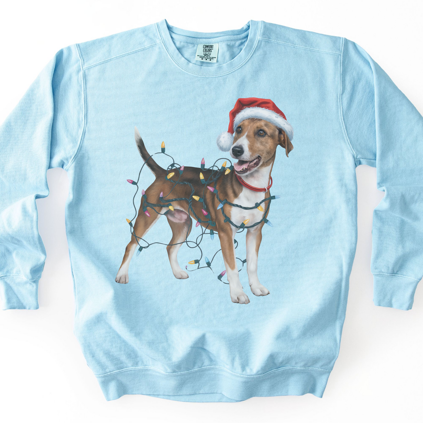 Smooth Fox Terrier Christmas Lights Sweatshirt, Festive Dog Lover Apparel