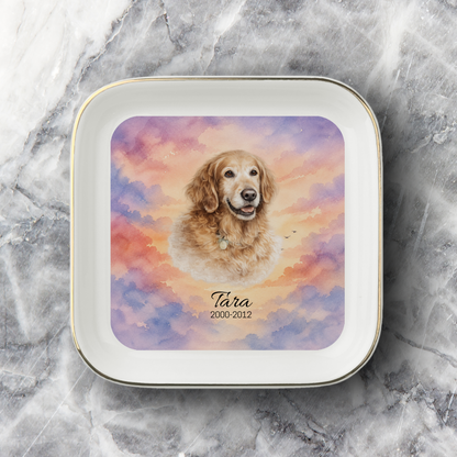 Personalized Pet Memorial Jewelry Dish, Custom Pet Photo Rainbow Bridge Remembrance Gift